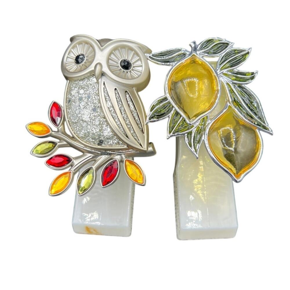 🌼 2 Bath & Body Works Wallflowers Plug-In Diffuser Lot Owl & Lemon Fruit - Picture 1 of 3